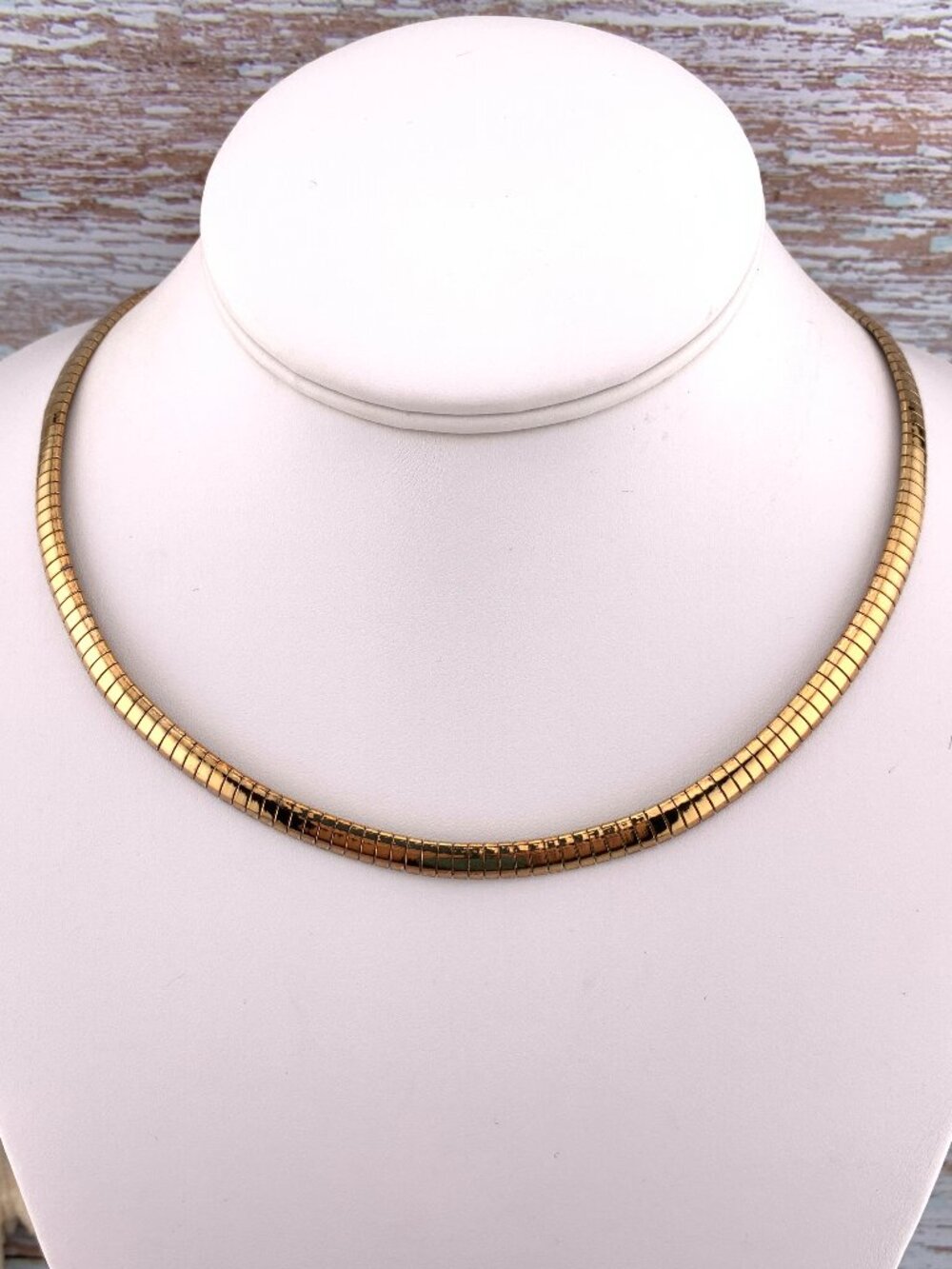 Vermeil Italian Domed Omega Estate Necklace Gold Over Silver J1461